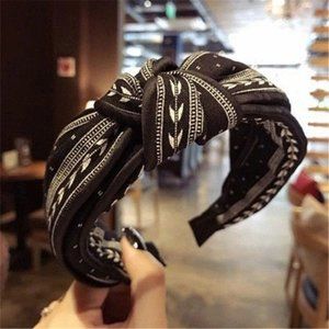 Knotted Hair Headband Bandana Black